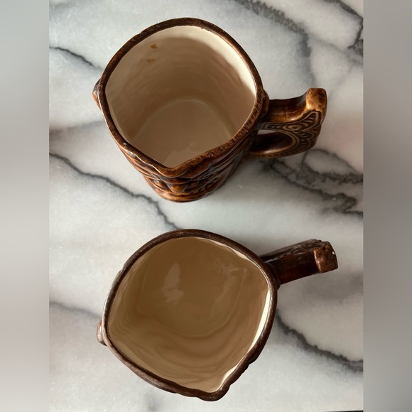 Set of 2 Treasure Craft Tiki Mug Cups Ceramic Hawaii Luau Party Vintage 1960 - Picture 4 of 12